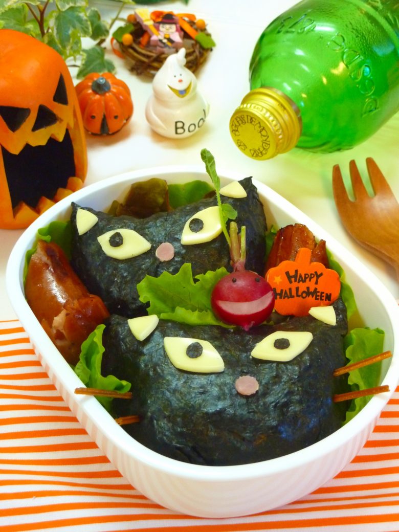 ハロウィンのお弁当レシピ 黒猫おにぎりとおばけラディッシュ飾り切り ワンダフルライフ