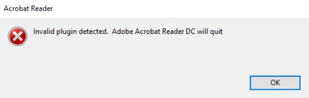 Adobe Acrobat Readeのエラー2