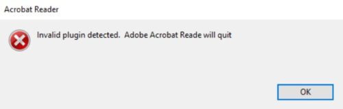 Invalid plugin detected adobe reader will quit что делать