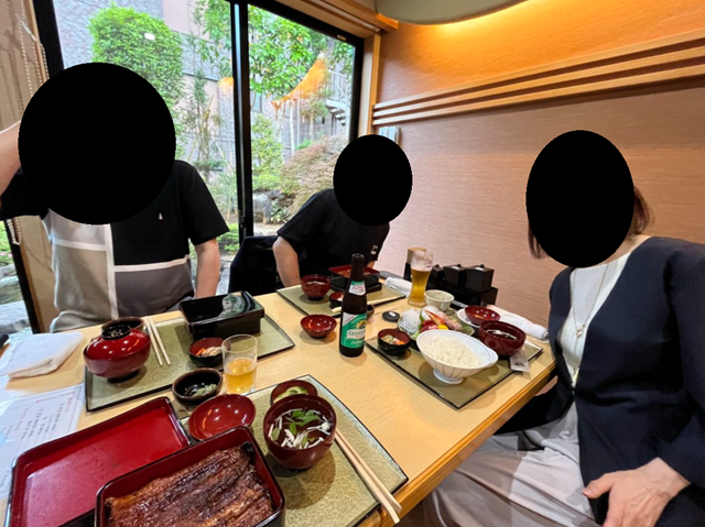 石水庭 横内のうなぎ 素敵なお店に喜ぶ仲間